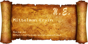 Mittelman Ervin névjegykártya